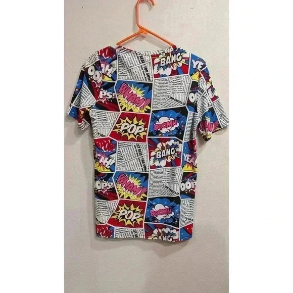 Women's POP Art short sleeve t-shirt with comic book/newspaper prints size S - Picture 4 of 6